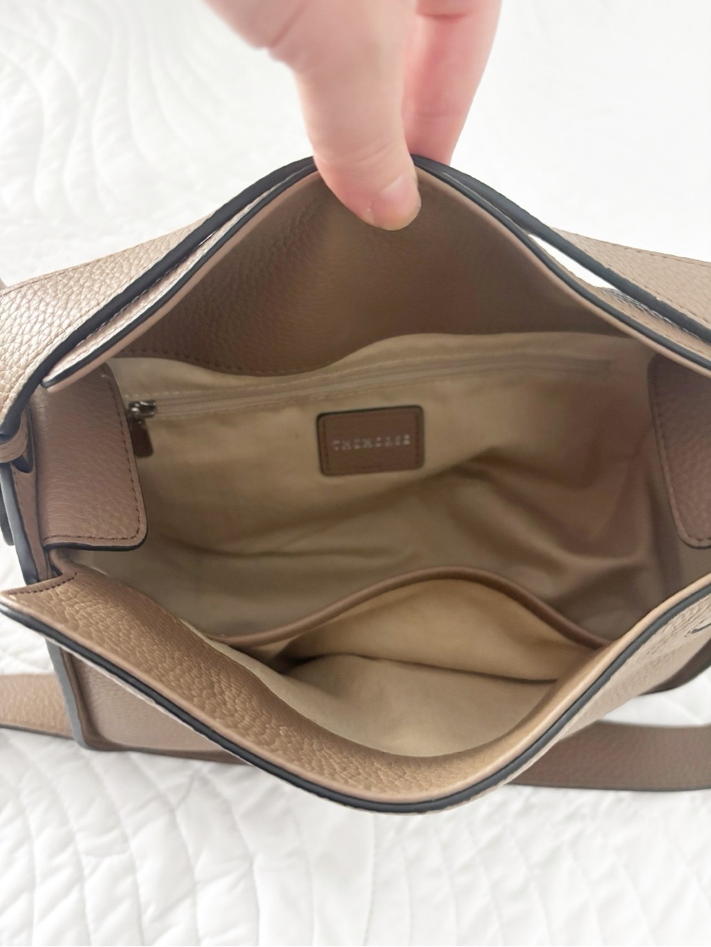 The Horse Clementine Taupe Pebbled Leather Shoulder Bag - Picture 11 of 12